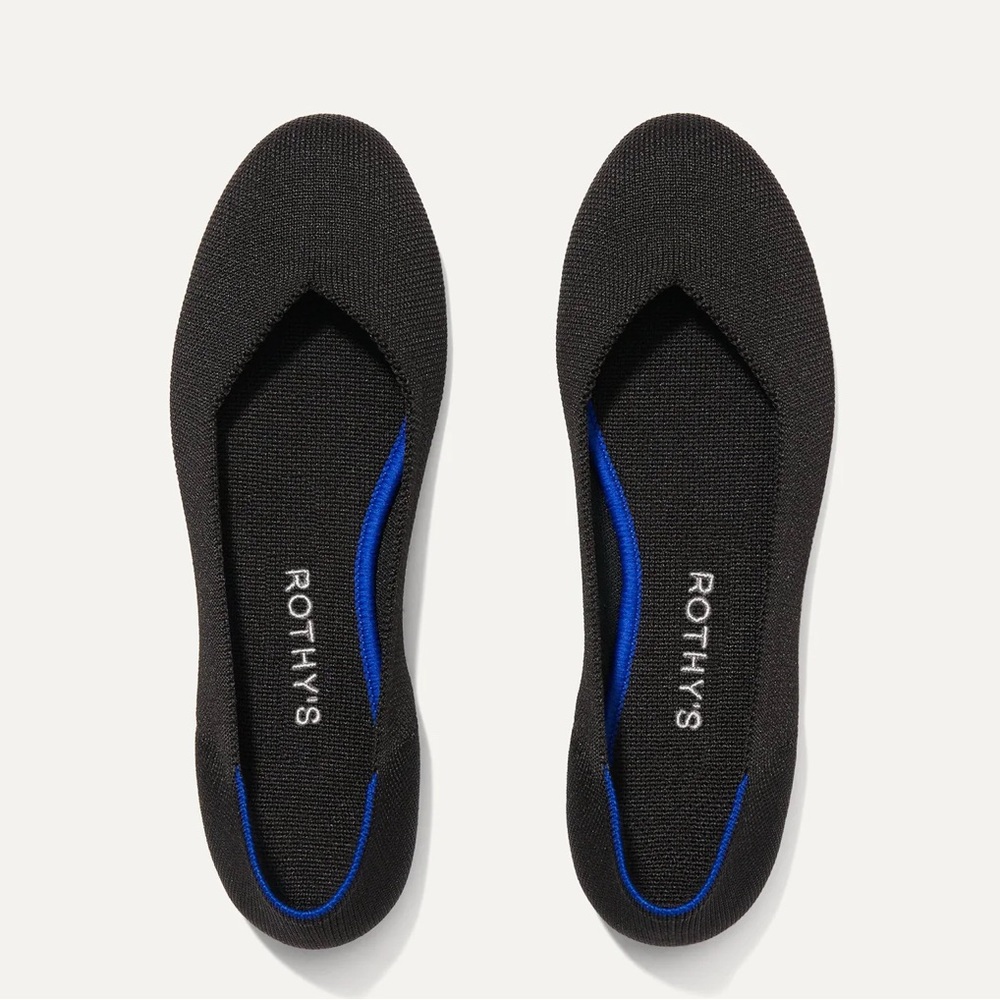 Rothy's Black and Blue Slip-On Loafers